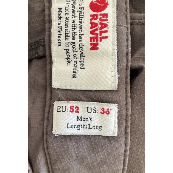 Fjallraven Pants High Coast Hike Trousers Men 36 x 32 Green Khaki Mountain Gorp